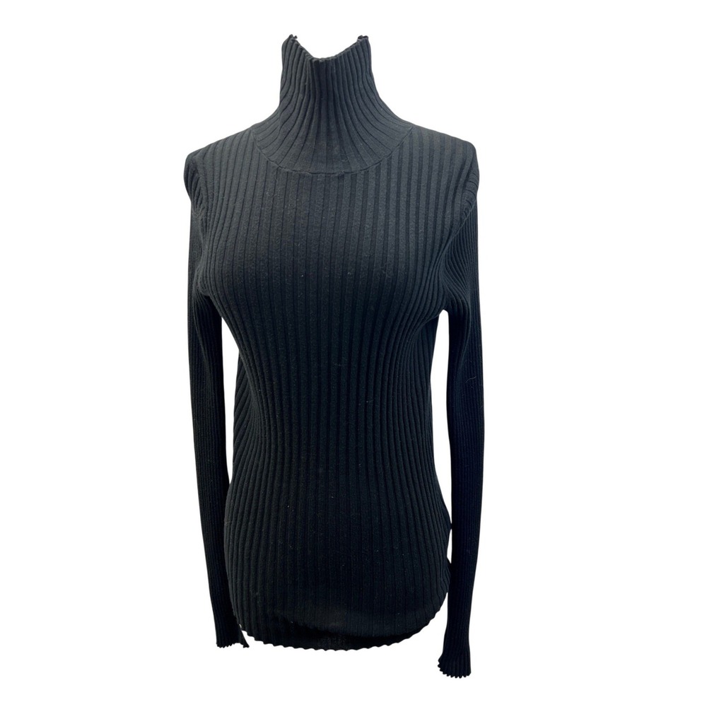 Anine Bing Turtleneck Sweater Womens Medium Black Excellent Ribbed Cotton Knit